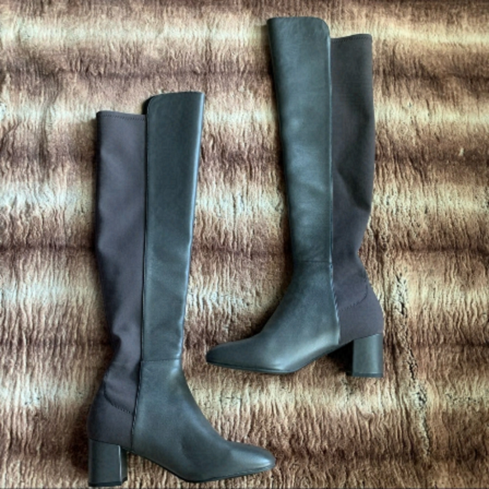 Stuart Weitzman Gillian 60 Slate Over-the-Knee Leather Boots